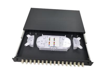 China 16 Ports LC Rack Mounted Fiber Optic Patch Panel 1U ODF With Sliding Drawer for sale