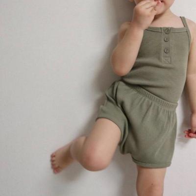 China Wholesale Breathable Child Sleep Wears Baby Boy Soft Fabric Waffle Set Unisex Summer Lounge Wear for sale