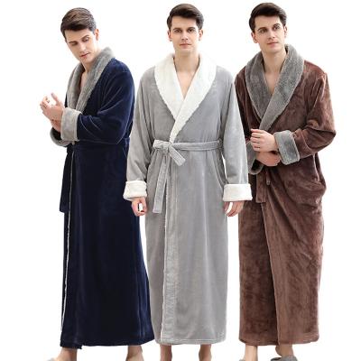China Luxury Hotel Sleepwear Man Fleece Custom Made Mens Bathrobes Solid Color Pajamas Winter Breathable Adult Bathrobe for sale