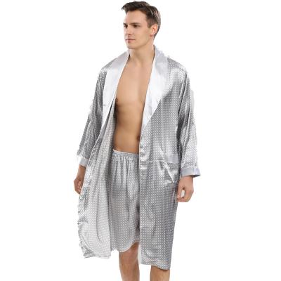 China 2021 Breathable Sexy Man Stain Robe Sets Family Pajamas For Men Bathrobe Two-Pieces Sets Customize Advanced Colors Sleepwear Cotton Woven for sale