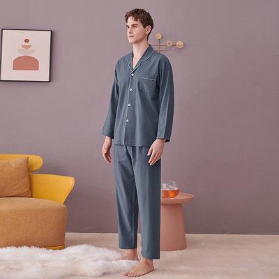 China Breathable Custom High Quality Soft Couples 2Pcs Cotton Logo Embroidery Design Plaid Sleepwear Soft Lounge Wear Long Sleeve Mens Pajamas Set for sale