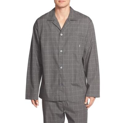 China Breathable Customize Plus Size Mens Sleepwear Shirt Men Sleep Wear Front Pocket Plaid Printing Kurta Pajamas Mens Pajamas Pants à venda