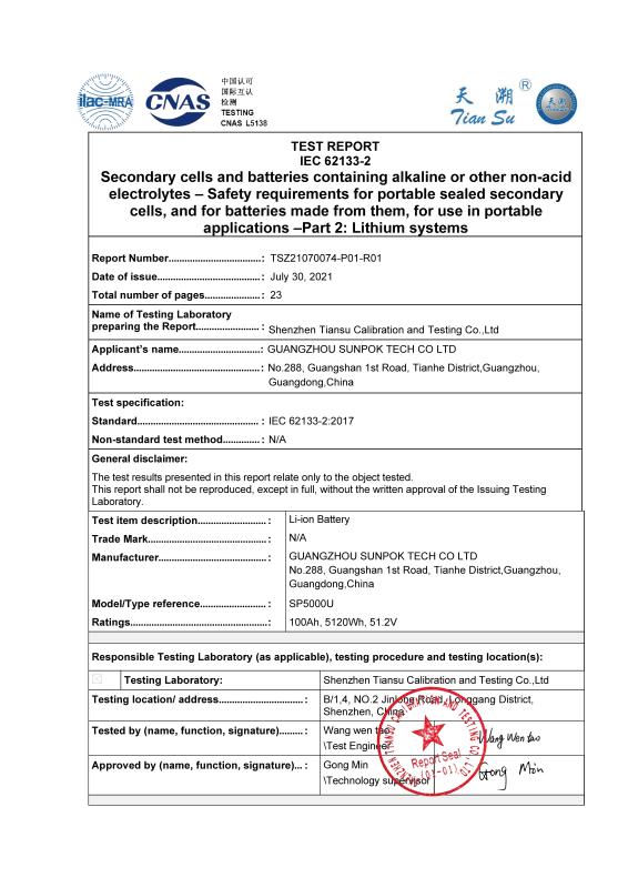 IEC-62133-2 - Guangzhou Sunpok Energy Co., Ltd.