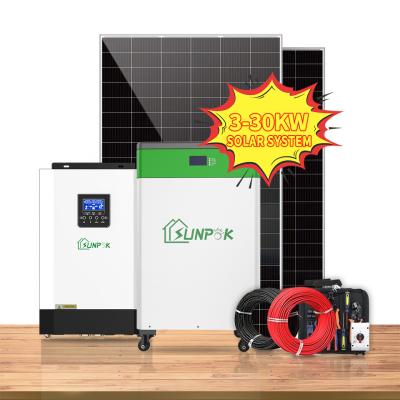 China Lithium ion Solar Home System 10kw 20kw 30kw Pv Panel Set Off Grid Solar Power Hybrid for sale