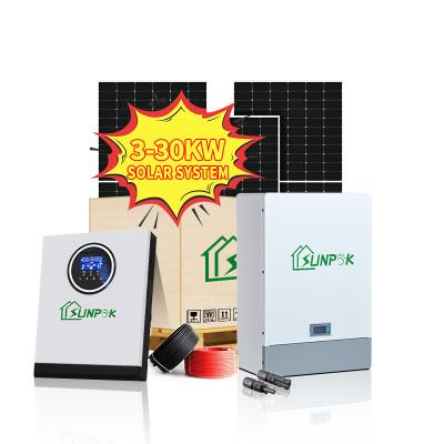 Cina Sunpok complete off grid solar power kits 5kwh 10kwh 15kwh 20kwh 25kwh 30kwh grid hybrid solar power inverter in vendita