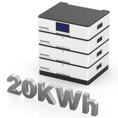 China Lifepo4 Batería de litio 48v 20kw 10kwh Módulo apilado Almacenamiento de energía en venta
