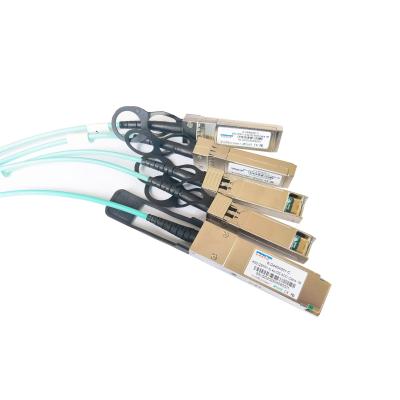 China 40g Qsfp+ To 4x10g Sfp+ Aoc Breakout Cables 1m 3m 5m 100m Ddm Om3 Fiber Active Optical Transceiver Sfp Aoc Cable for sale