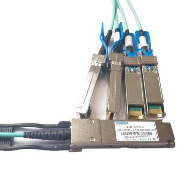 China 100G QSFP28 aan de Kabel 10m van 4xSFP28 850nm AOC Te koop