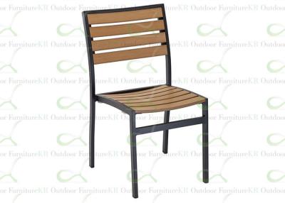 China Outdoor Dining Chairs Armless Chair Tan Color Polywood Chair Faux Teakwood for sale
