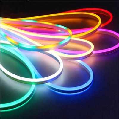 China 10mm LED Neon Flex Light , RGB 12V Silicone LED Neon Rope Light for sale