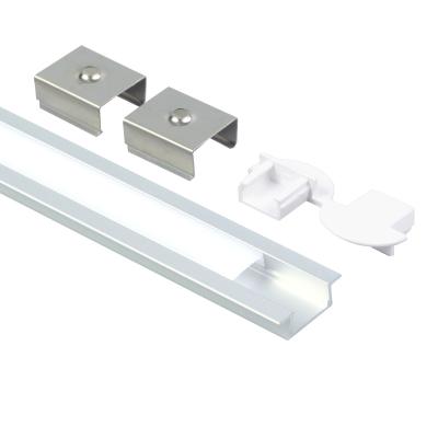 China LED Strip LED Aluminum Profile With PC Cover End Caps And Mounting Clips for sale