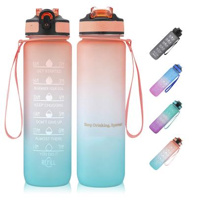 China 32oz Motivational BPA Free Plastic Water Bottles Three Tone For Sport Gym for sale
