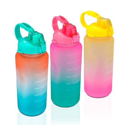 China Gradient PETG BPA Free Plastic Water Bottles 64 Oz With Time Marker for sale