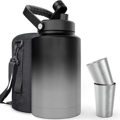 China Double Wall Insulated Vacuum Stainless Steel Growlers 128oz 1 Gallon With Sleeve for sale