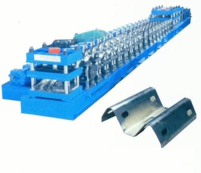 China Galvanized Steel 2 - Space W Beam Guardrails Roll Forming Machine Hydraulic Gearbox Drive for sale