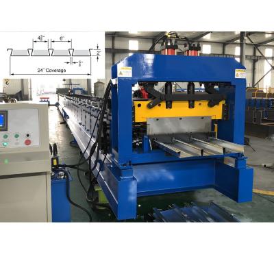 China Dovetail Roof Floor Deck Roll Forming Machine 24 Inches Galvanized Metal Steel for sale