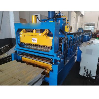 China 30 Gauge 22 Gauge 1220mm Coil Width Double Layer Roofing Roll Forming Machine Two Layer Roll Forming Equipment for sale