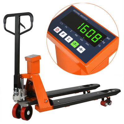 China 12E Indicator Narrow Fork Pallet Jack Scale Hand Pallet Truck 1/2/3T With PU Wheel for sale