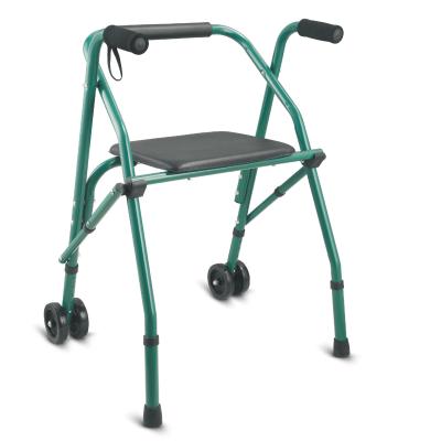 China Foldable Aluminium Walking Aid  2 Wheel Walker With Seat , LightWeight Walking Aid With Wheels for sale