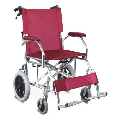 China Custom Manual Lightweight Wheelchairs For Adults Red Pneumatic Rear Wheel 46cm for sale