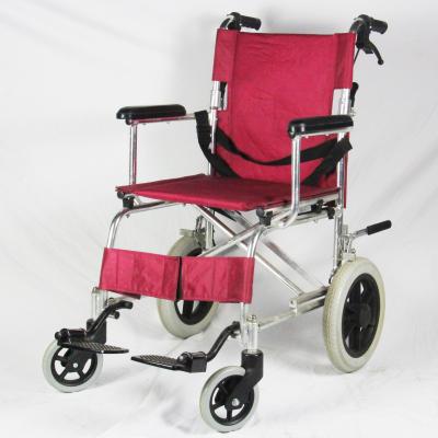 China Lightweight Red Seat Aluminum Manual Wheelchair 100KGS for sale