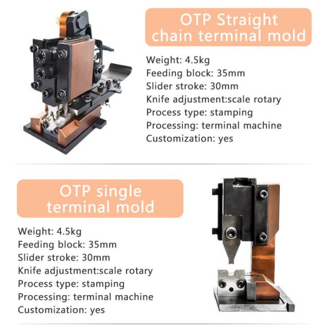 Terminal crimping mold in operation