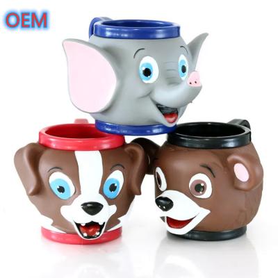 China Taza de helado de animales de dibujos animados de plástico 3d personalizada, Taza de anime 3d de diseño OEM para niños en venta