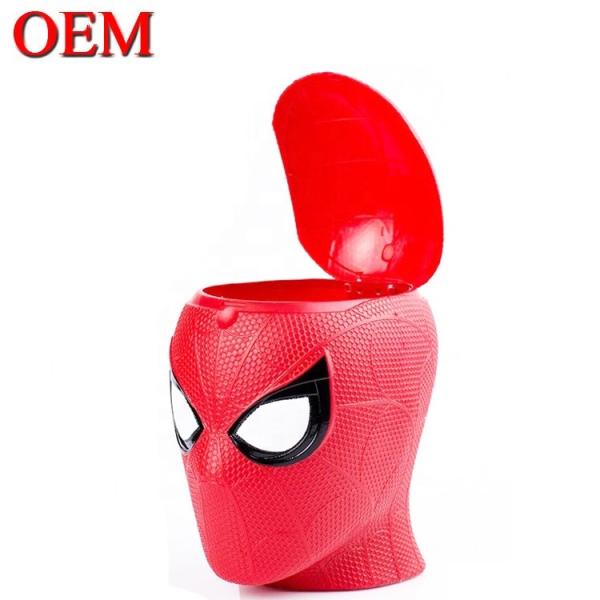 Quality Custom Made Movie Star Spiderman Plastic Popcorn Container Bucket with Lid for sale