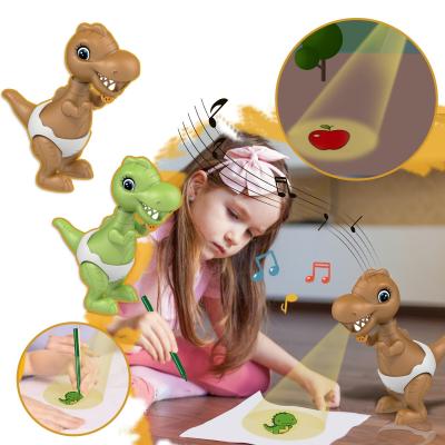 China Custom Cartoon Dinosaur Slide Projector LED Flashlight Projection Torch Lamp Children Drawing Toys Education Kids for sale