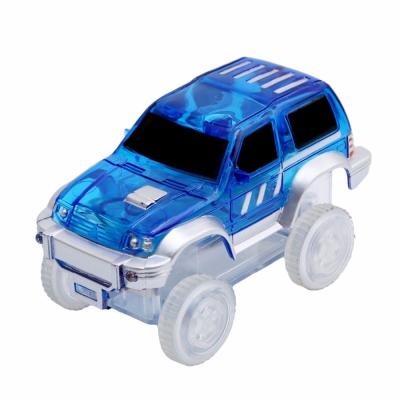 China Custom LED Light Up Cars For Tracks Electronics Car Toys With Flashing Lights Fancy DIY Toy Cars Kid for sale
