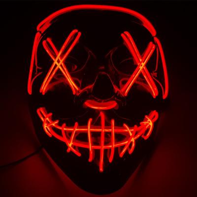 China Halloween Mask LED Glowing Mask Black Words Halloween LED Masks With Blood Horror Facepiece for sale