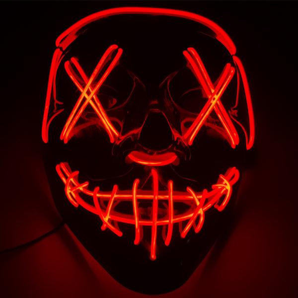 Quality Halloween Mask LED Glowing Mask Black Words Halloween LED Masks With Blood Horror Facepiece for sale