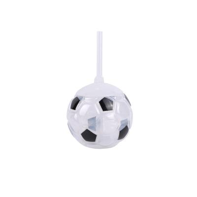 China Plastic Football Shaped Cup With Straw Cute Milk Tea Cup Portable Juice Bottle With Lid for sale