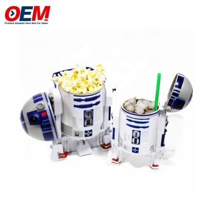 China Plastic Popcorn Bucket with Lid Custom Printed Movie Star Food Customer Logo Accepted Bowl Comic Character Design,with Handle PS for sale