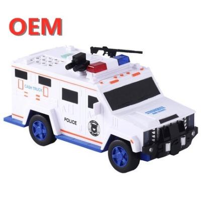 China Customized Robotic Police Car Coin Bank With  Finger Print Plastic Money Box for sale