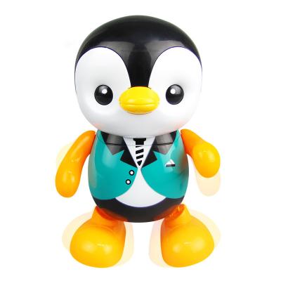 China Small Baby Toys Lovely Smart Swing Dancing Penguin Early EQ Education Music Learning Walking Singing Flashing LED Lights for sale