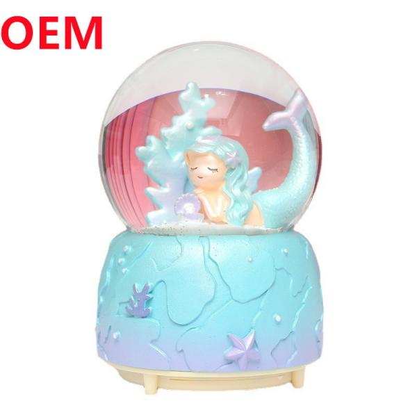 Quality Custom Polyresin Princess Light Up Water Globe Princess Snow Globe With Musical for sale