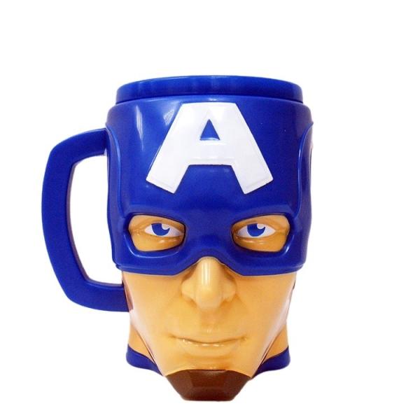 Quality Plastic 3d Figural Popcorn Bucket Container Shaped Hero Captain Character Mug for sale