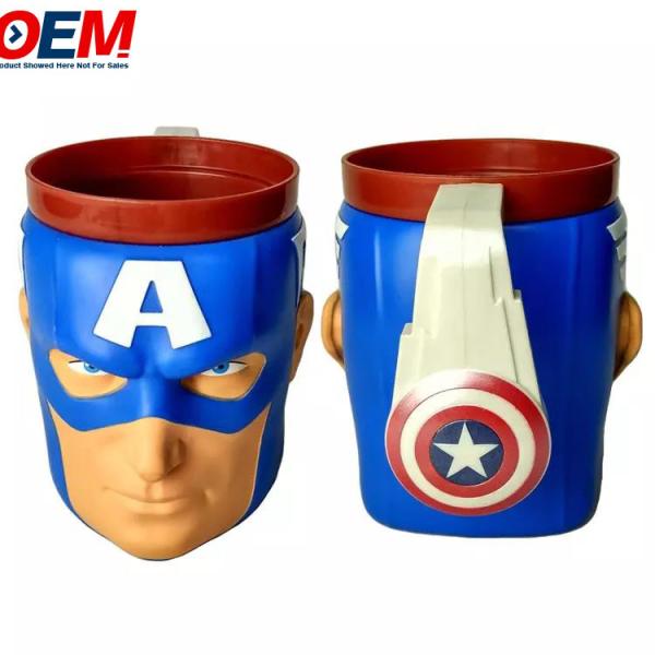 Quality Plastic 3d Figural Popcorn Bucket Container Shaped Hero Captain Character Mug for sale