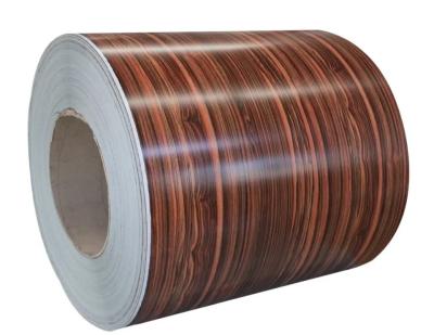 China PVDF PPGI Color Steel Roll 1250mm Wood Printing Zinc Coated Steel Coil for sale