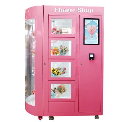 China Mobile Display Flower Rose Vending Machine With Fridge And Transparent Window AC120V for sale