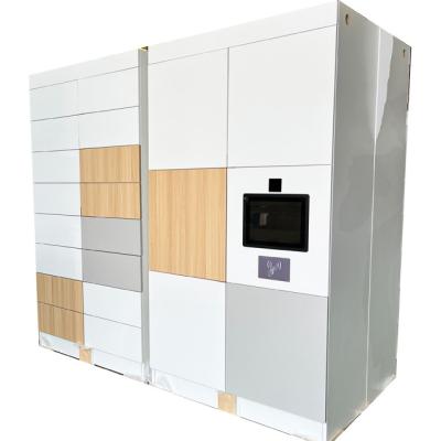 China Metal Staff Parcel Steel Lockers Wood Transfer 19 Inch Touch Screen for sale