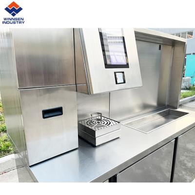 China 1.8 Meters Long Custom Made Automatic Bubble Tea Preparing Refrigerate Working Counter Milktea Bar Bubble Tea Machine for sale