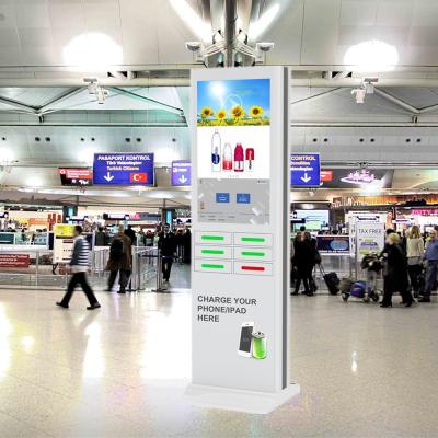 China Free Standing Cell Phone Charging Stations And Advertising Kiosk For Public Places for sale