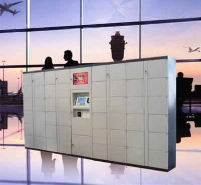 China Armario de equipaje de la estación de tren del aeropuerto con la pantalla del pago con tarjeta de crédito y de la publicidad en venta