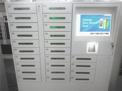 China Touch LCD Public Mobile Phone Charging Station Kiosk Quick Charge Code Lock Design for sale