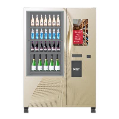 China Máquina de venda automática esperta automática do vinho dos multimédios com sistema do elevador, cerveja do suco que vende o quiosque à venda