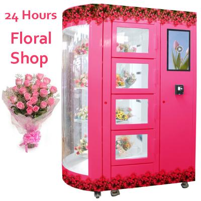 China LED Lighting Rotating Bouquet Flower Vending Machine 24 Hours Smart Locker System for sale