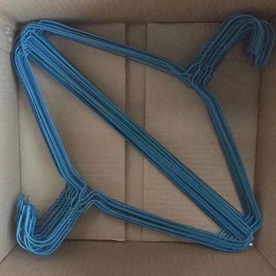 China Laundry Shop 16inch 2.3mm Metal Dry Cleaner Wire Hangers In Blue Color for sale