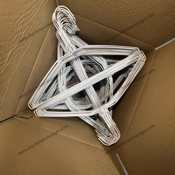 Quality 40cm 14.5guage Powder Coated Dry Cleaner Wire Hangers 10.7kgs Per Carton for sale